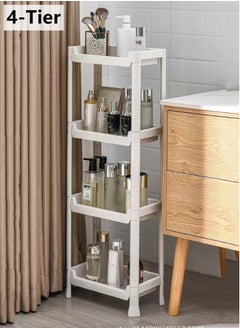 Buy 4-Tiers Bathroom Storage Rack Bathroom Cabinet Shower Caddy Corner Shelves PP White 34x19x90.5 cm in UAE