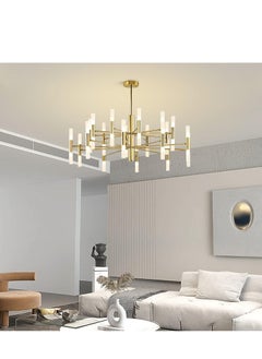 اشتري Modern Bright Gold Large Chandelier 40-lights Adjustable Hanging Pendant Lamp Led Gold Ceiling Lamp Electroplate Process Gold Design Modern Pendant Lamp For Living Room Dining Room Kitchen في السعودية