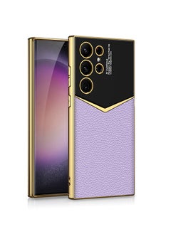 Buy Samsung Galaxy S24 Ultra Case Leather Electroplating Cover with Anti-Scratch Protector Shockproof Camera Len Protection Soft PU Comfortable Touch Feel Back Cover Phone Accessories in UAE