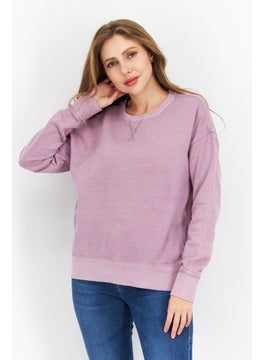 Buy Women Crew Neck Long Sleeves Plain Sweatshirt, Purple in Saudi Arabia