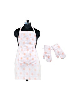 Buy Sterling Palm Apron + Mitten 100% Cotton Cooking Size Apron With Adjustable Bib And Front Pocket Comfortable Quilted Heat Resistant Mittenfor Kitchen L 60x70cm Orange in UAE