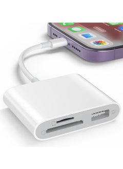 اشتري قارئ بطاقة SD لجهاز iPhone، قارئ بطاقات الذاكرة مع قابس محول كاميرا USB وتشغيل، يدعم عارض الألعاب Trail Game Viewer بطاقة SD وTF وبطاقة Micro SD لأجهزة iPad، لا يتطلب تطبيقًا في الامارات