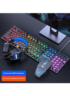 Buy Vintage Punk Keyboard  Mouse for Gaming and Office Black Rainbow Light Punk Edition + Gaming Mouse + Gaming Headset in Saudi Arabia