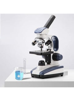 اشتري Compound Monocular Microscope with 40X-1000X Magnification, Dual Light, Precision Fine Focus, Wide-Field 25X Eyepiece and Cordless Capability for Student Beginner في السعودية