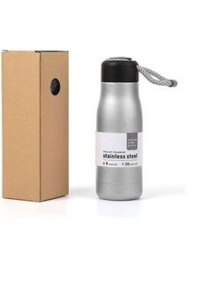 Buy Water bottle with portable lid metal thermos vacuum insulated stainless steel  reusable leak proof BPA-free flask 350ml, Silver in Egypt