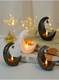 Buy Ramadan Decoration, Candle Light, Eid LED Light, 4 Moon Shaped Lights, Festive Decoration (Black, Gold, White, Silver) in UAE