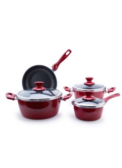 Buy FIT 7-piece Stainless Steel cookware set Red in Saudi Arabia