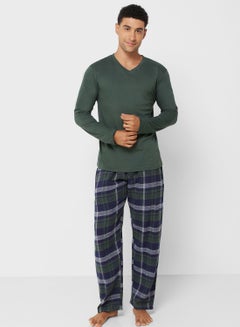 Buy Men'S Foxbury Jersey Top & Woven Yarn Dyed Check Bottoms Pyjama Set in UAE
