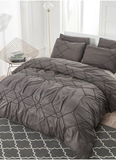 Buy Grey Patterned King Bedding Set 220X240Cm in UAE