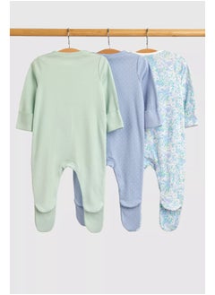 اشتري Blue Floral Baby Sleepsuits - 3 Pack في السعودية