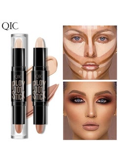 Buy Dual-End Highlighter Makeup Stick Contour Stick, Cream Contour Bronzer Sticks, Waterproof Face Concealer Pen for Body Face Brighten Facial Shade, Create 3D Makeup in Saudi Arabia