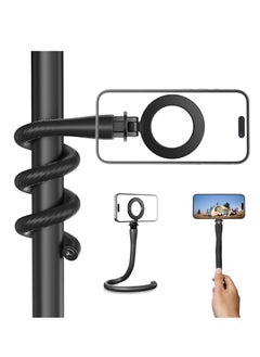 Buy Magnetic Flexible Phone Mount Clamp, Tripod Stand Stick Pole, Adjustable Gooseneck Tripod, Phone Holder Attach Stand Accessories Arm Mount, for Phones, Stroller Treadmill Tube Bike Motorcycle, Black in Saudi Arabia