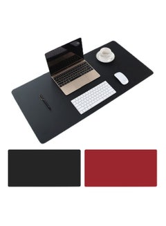 Buy Multifunctional Office Desk Pad, Ultra Thin Waterproof PU Leather Mouse Pad, Dual Use Desk Writing Mat for Office/Home(Red+Black) in UAE