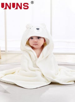 اشتري Hooded Blanketm,3D Baby Polar Bear Hooded Towel With Unique Design For Infant And Toddler,White في الامارات