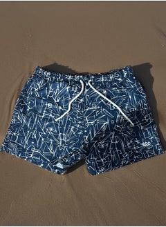 Buy White Lines Printed Polyster Waterproof Swimming Wear. in Egypt