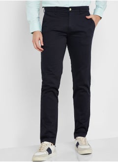 Buy Men Navy Blue Sustainable Chinos Trousers in UAE