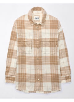 Buy AE Oversized Long-Sleeve Plaid Button-Up Shirt in Egypt