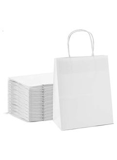 اشتري Kraft Paper Bag White Twisted Handle 33x34x18cm Paper Party Bags Hen Party Bags Kraft Paper Bag Bride Birthday Gift Bag Wedding Celebrations Bags For Party Favour Pack of 10 Pieces في الامارات