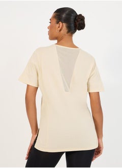 Buy V Mesh Back Side Slit Oversized Top in Saudi Arabia