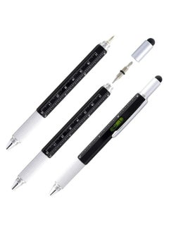 Buy 6 in 1 Ballpoint Pen Pocket – Multi Functional Aluminum Tool Pen With Screwdriver, Touch Screen Stylus, Bubble Level, Ruler Scale & Phillips Flat head Bit, Black in UAE