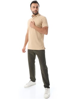 اشتري Pique Pattern Polo Shirt_ Hazelnut Beige في مصر