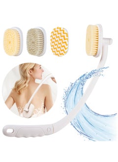 اشتري Shower Brush For Body 20.5” Long Handle Back Scrubber For Shower With 3 Piece Replace Head Exfoliation And Improved Skin Health Suitable For Women Men Elderly في الامارات