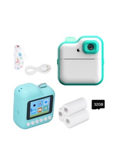 Buy Digital Camera For Kids 48MP Kids Camera With 32GB SD Card Full HD 1080P Cameras Mini Kids Camera With Instant Print Thermal Printer With 3 Thermal Rolls 2.4Inch Eye Protect Screen Camera Green in UAE