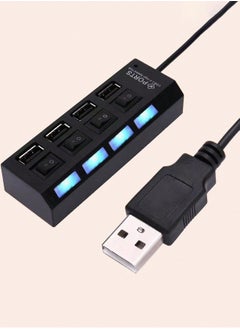 Buy 4-Port USB 2.0 Hub - High-Speed 5Gbps Transfer | Independent Switches | Plug and Play | Compatible with Multiple Devices in UAE