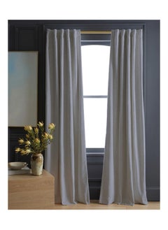 Buy Soild Curtains House Velvet Selva Curtain 1Piece-Light Grey-140x280 cm in Egypt