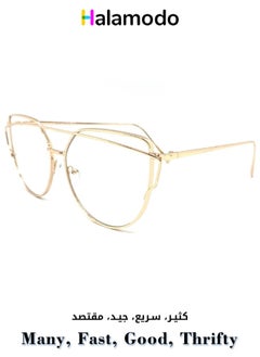 Buy Retro Oversized Fashion Clear Glasses Transparent Lenses Stylish Classy Retro ModernGold Frame with Clear Lens in UAE