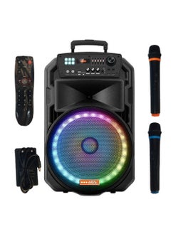 اشتري Trolley Speaker Rechargeable 12 Inch Outdoor Speaker Bluetooth Speakers Audio 80w Support Microphone Plug Portable Guitar Instrument Input Amplifier LED Ambient Light with Two Microphones في الامارات