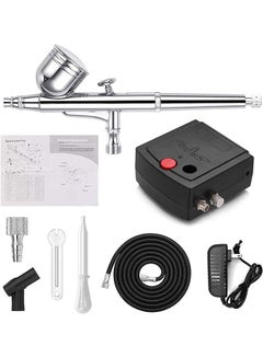 Buy Airbrush Compressor Kit, Portable Double Action Spray Gun and Mini Air Compressor Set (Black) in Saudi Arabia