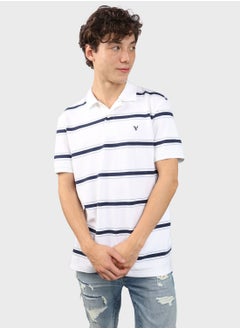 اشتري Stripe Detail Collar Polo Shirt في السعودية