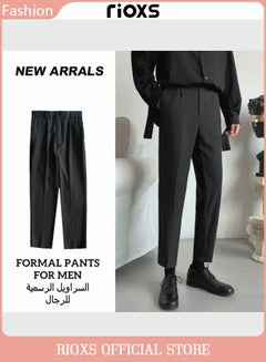 Buy Men's Classic Fit Dress Pants Trendy Straight Leg Formal Pants Casual Business Trousers With Pockets in UAE