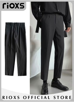 Buy Men's Classic Fit Dress Pants Trendy Straight Leg Formal Pants Casual Business Trousers With Pockets in UAE