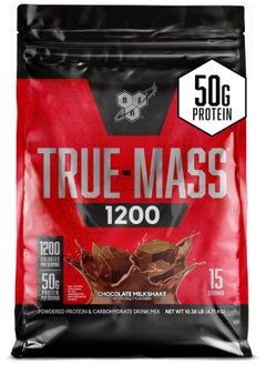 Buy TRUE-MASS 1200 Weight Gainer, Muscle Mass Gainer Protein Powder, Chocolate Milkshake 10.38 LB in UAE