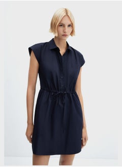 Buy Tie Detail Button Down Dress in UAE