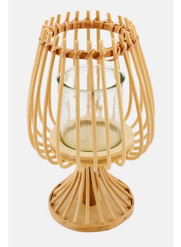 اشتري Bamboo Lantern Decorative Candle Holder, Beige في الامارات