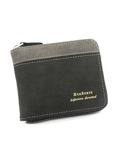 اشتري Contrast Leather Men's Bifold Short Wallet Card Holder Certificate Coin Money Zipper Bag with Commute Business في السعودية