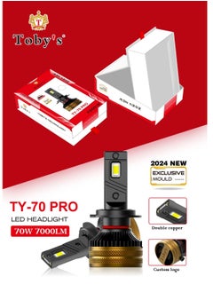 Buy Tobys TY70 PRO H11 2 Pieces Car LED Headlight Bulbs Original 140W Power 14000 Lumens With Color Temperature 6500K in UAE