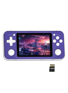 Buy RG351P Handheld Game Console, Opening Linux Tony System Built-in 128G TF Card 5000 Classic Games 3.5-inch IPS Screen Retro Game Console (Purple) in UAE