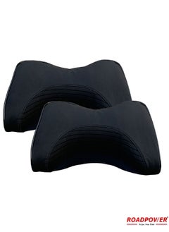 Buy Car Pillow Car Neck Pillow For Neck Pain Relief And Car Seat Memory Foam and Washable Cover Car Headrest Pillow Set Of 2 Black in UAE