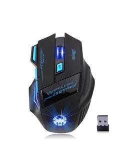 Buy F14 LED Optical Computer Mouse Wireless 2.4G 2400 DPI 7 Buttons Wireless Gaming Mouse Colorful Breathing Lights for Pro Gamer in UAE