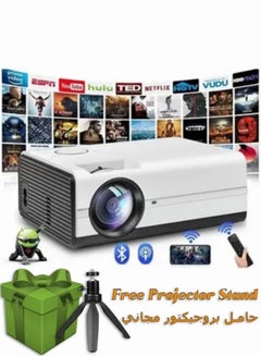 Buy Projector Wifi Android Ultra HD LED 1080p 4000 Lumens with Stand Compatible with iOS, Android Phones, Tablets, Laptops, PCs, TV Sticks, Boxes in Saudi Arabia