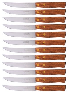 Buy 12-Piece Fruit Knife Set Silver/Brown in Saudi Arabia