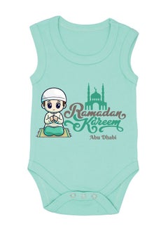 اشتري My First Ramadan Abu Dhabi Printed Outfit - Romper for Newborn Babies - Sleeveless Cotton Baby Romper for Baby Boys - Celebrate Baby's First Ramadan in Style في الامارات