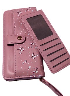 اشتري Large Faux Leather Women Wallet Zipper Design With Front Pocket And cards holders في مصر