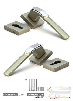 Buy Mortise Zink Door Handle (Satin+Chrome W2001) in Saudi Arabia