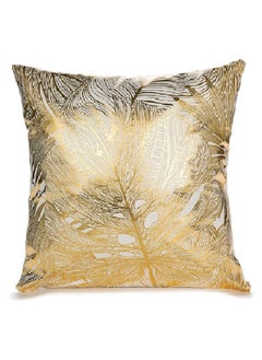 Buy Cushion Covers 18x18 inch for Home Decor Hot Stamping Sofa Cushion Pillow Cover (Golden Blooms White Floral) in UAE