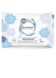 Buy Feminine Intimate Wipes 0% Sensitive Hypoallergenic 25 Wipes in UAE